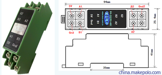 【供应波仕波仕卡DG485G导轨RS-485光隔中继器】价格,厂家,图片,转换器/切换器,武汉波仕卡科技-